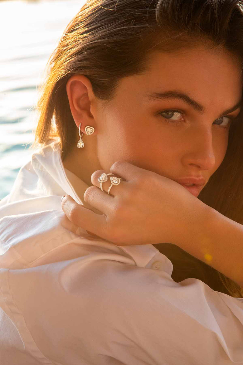 APM Monaco Hoop Earrings with Drop in Silver