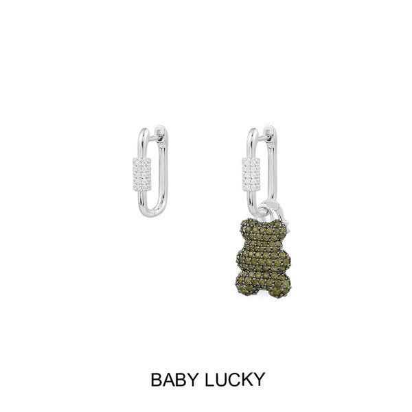 Baby Lucky Yummy（可拆卸）圈形耳环-银白色