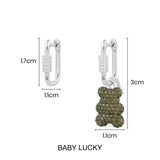 Baby Lucky Yummy Bear (Clippable) Asymmetric Hoop Earrings