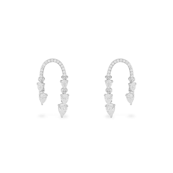 Pavé Pear Stones Arch Earrings