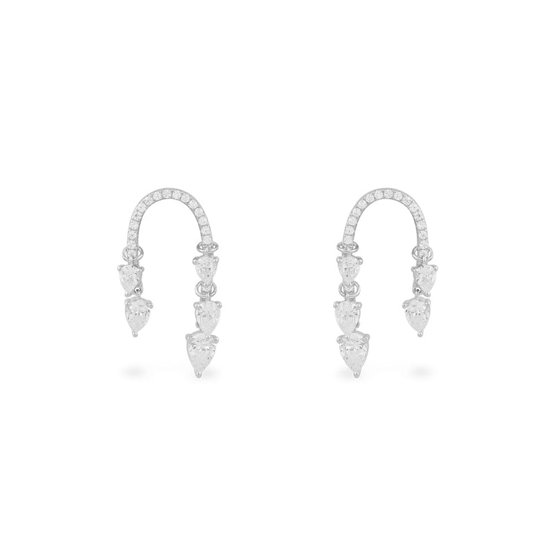 Pavé Pear Stones Arch Earrings