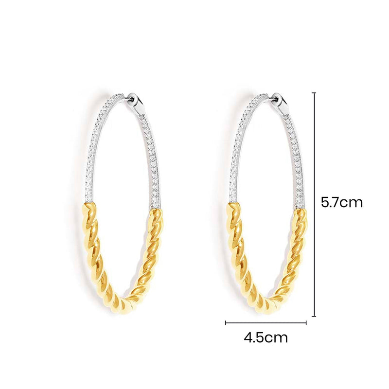 Long Pavé Twist Hoop Earrings