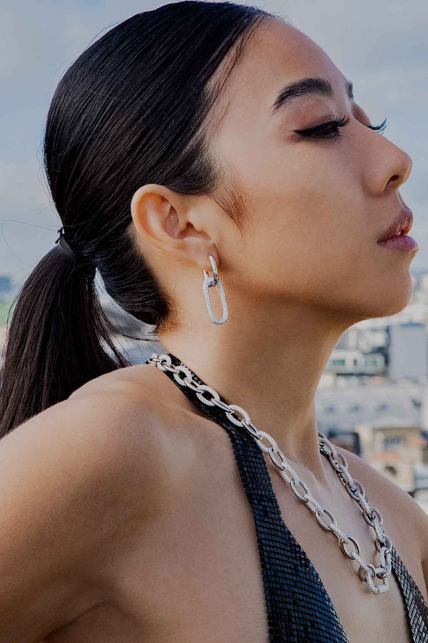APM Monaco Chain Link Earrings in Silver