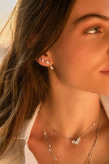 APM Monaco Pear Piercing Earrings Set in White Silver