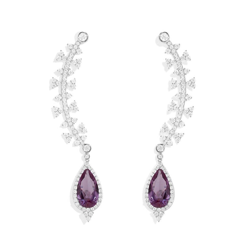 Symmetric Earrings with Purple Drop