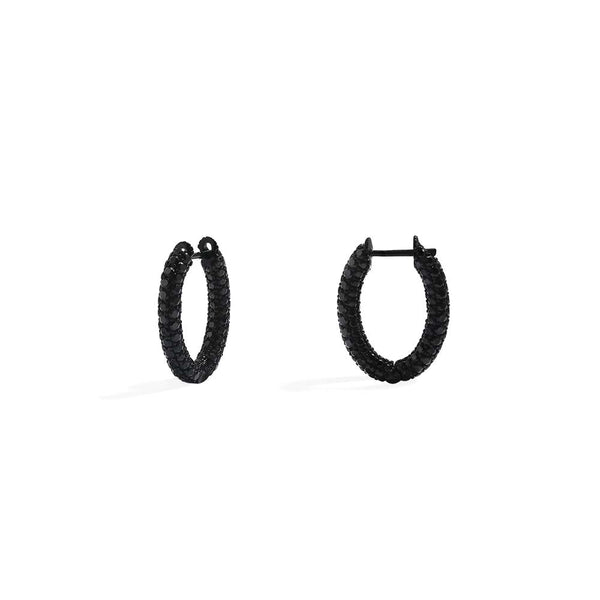 黑色密镶圈形耳环