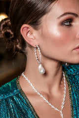 APM Monaco Dragon Tail Hoop Earrings with Pearls in Silver