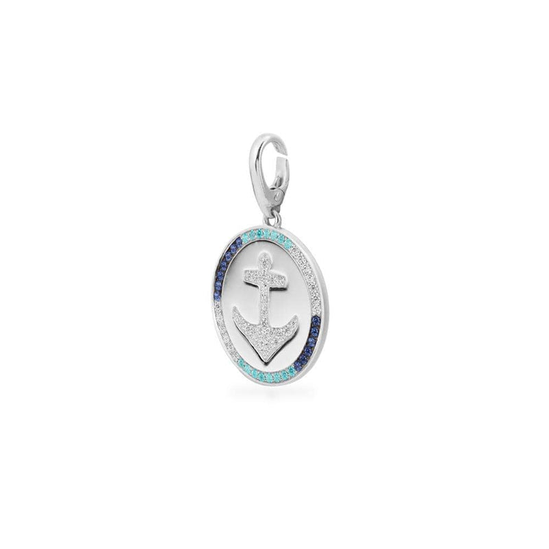Anchor Medal with Navy & Lagoon Stones (Clippable)