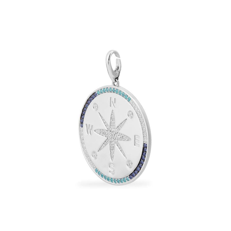 Compass Medal with Navy & Lagoon Stones (Clippable)