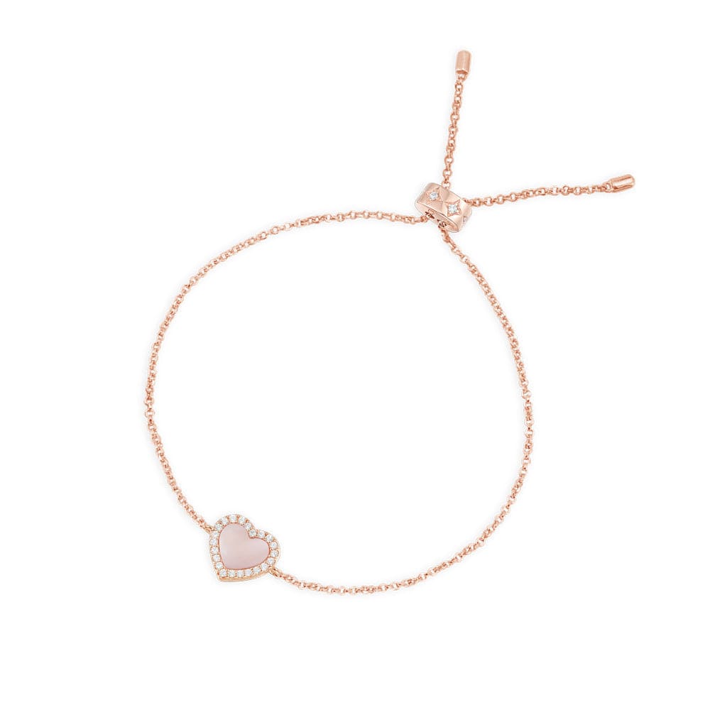 Pink Nacre Heart Adjustable bracelet - APM Monaco UK