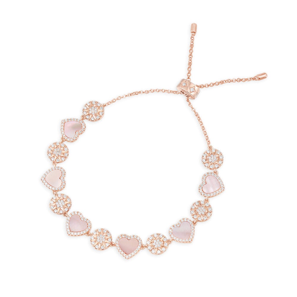 Pink Nacre Heart & Dot Adjustable bracelet - APM Monaco UK
