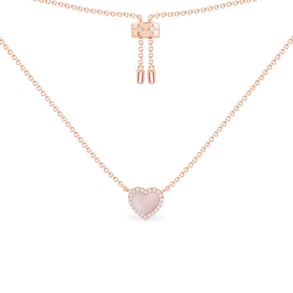 Pink Nacre Heart Adjustable Necklace - APM Monaco UK