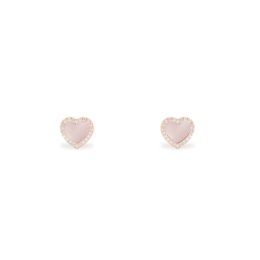 Pink Nacre Heart Stud Earrings - APM Monaco UK