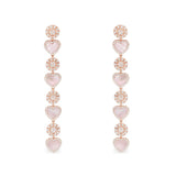 Pink Nacre Heart & Dot Drop Earrings
