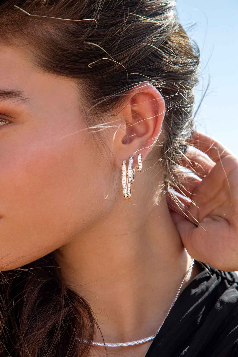 APM MONACO Small Rectangle Earrings In Pink Silver