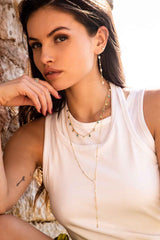 APM Monaco Pear Y-Drop Adjustable Necklace in Yellow Gold