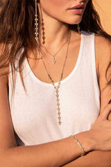 APM Monaco Y-Drop Flower Adjustable Necklace in Yellow Gold