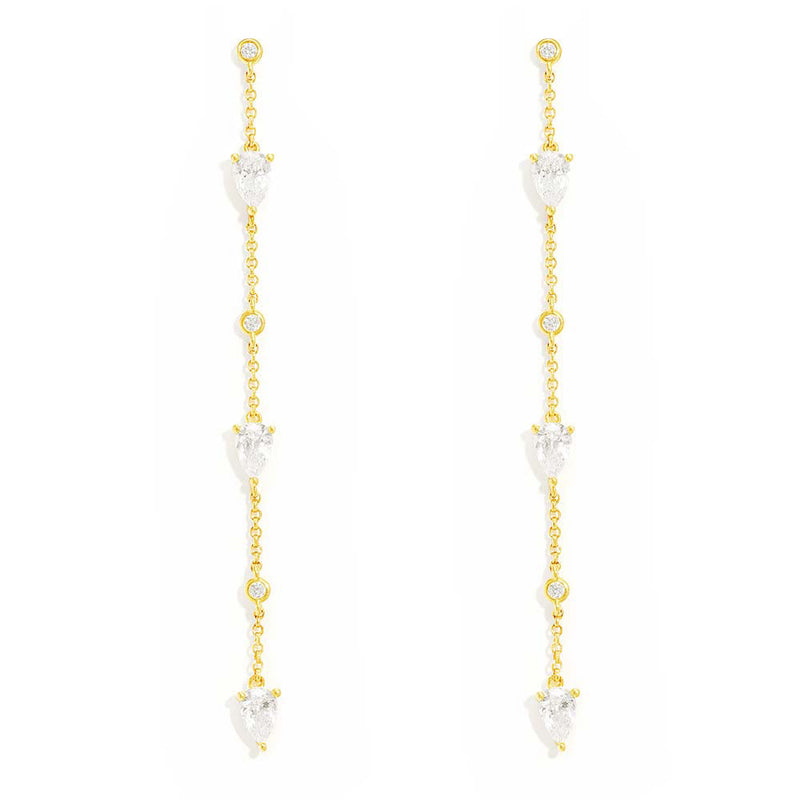 Long Pear Chain Earrings