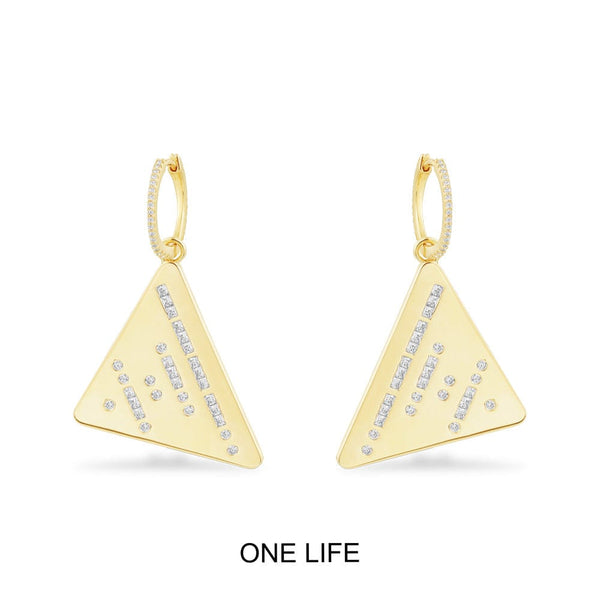 ONE LIFE Morse Code Triangle Earrings