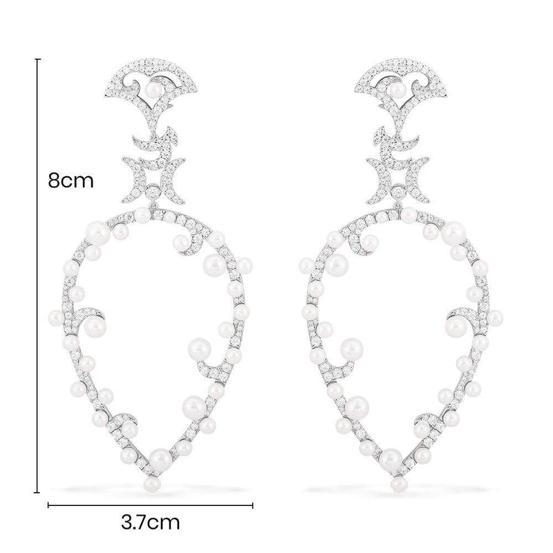 Moon Pear Shaped Earrings with Pearls