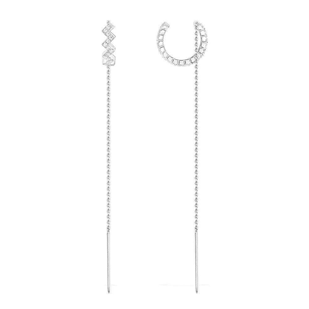 Up And Down Drop Ear cuff with Chain - APM Monaco UK