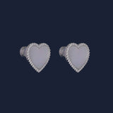 White Nacre Heart Stud Earrings
