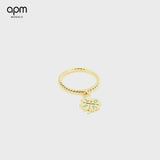 Lagoon Blue LOVE Four-Leaf Clover Ring